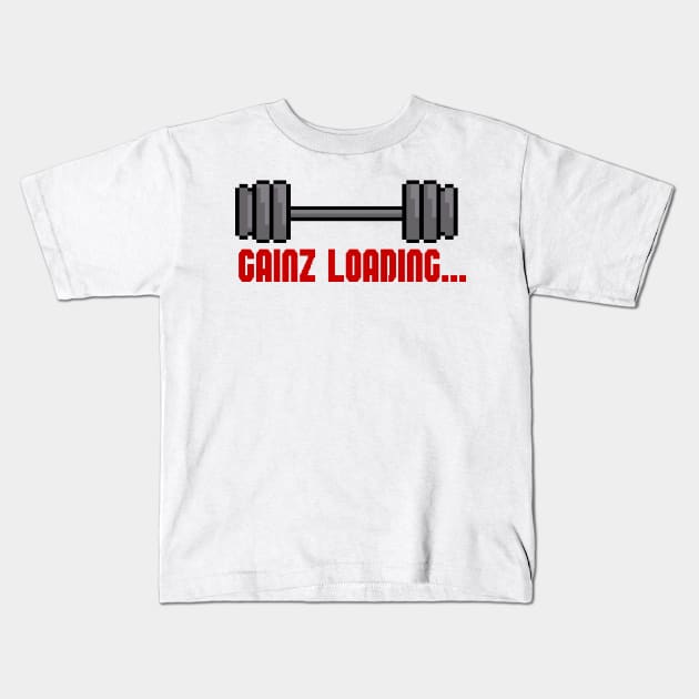 Gainz Loading Kids T-Shirt by Pryma Design